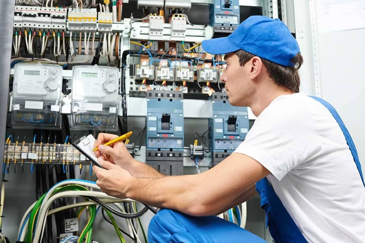 Instalador tomando datos del cuadro eléctrico de una vivienda en Tenerife